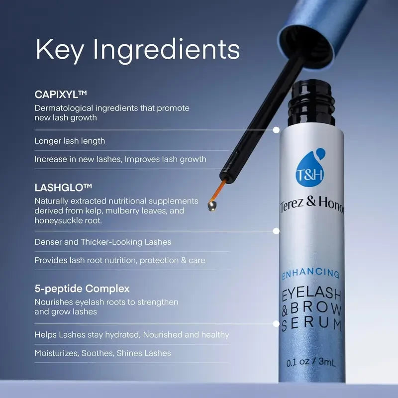 Terez and Honor Advanced Eyelash Serum for Thicker Longer Lashes and Eyebrows